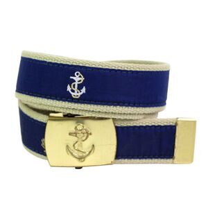 Skippers FLA. 33442 USA BLUE CANVAS 1 1/4"Wd GOLF DRESS MEN'S BELT Sz XL (B65